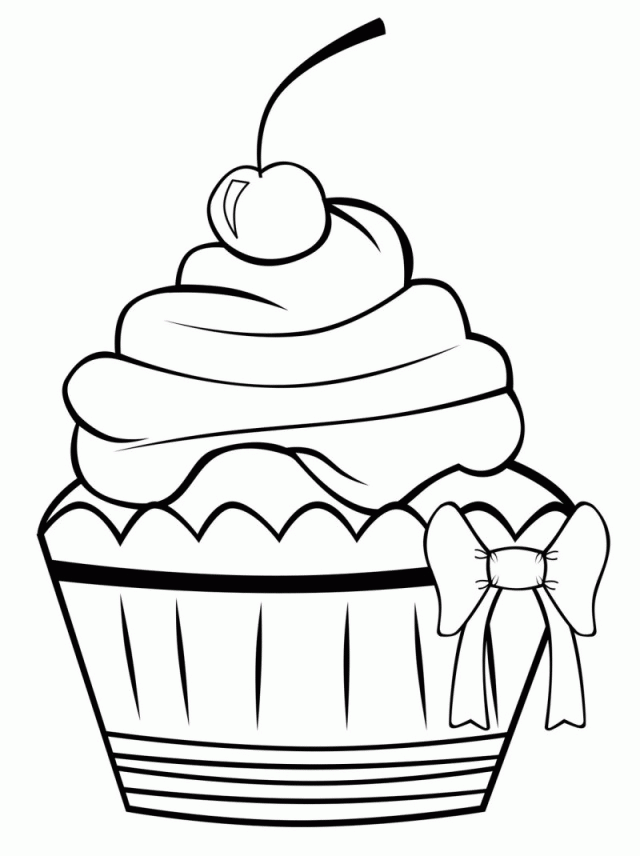Cute Cupcake Coloring Pages HD Printable Coloring Page