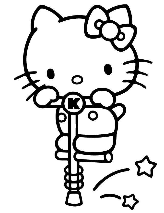 Hello Kitty On Pogo Stick Coloring Page | Free Printable Coloring
