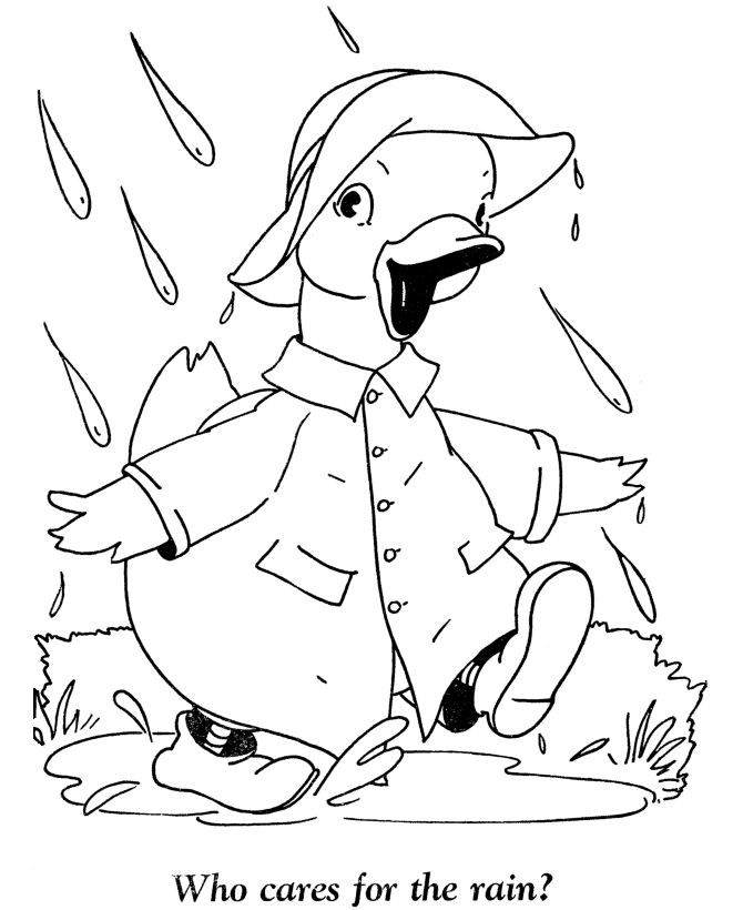 BlueBonkers: Easter Duck Coloring Page Sheets - 4 - Easter rain