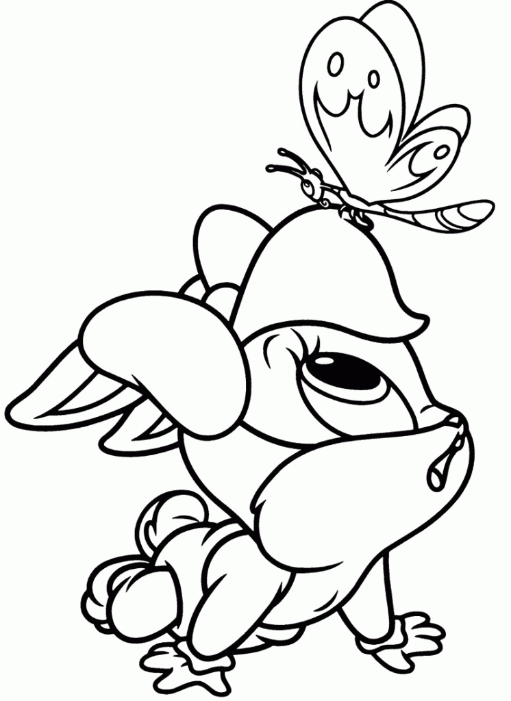 Print Baby Looney Tunes And Butterfly Coloring Page 