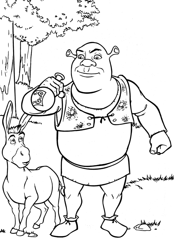 Free Shrek and Donkey Coloring Pages