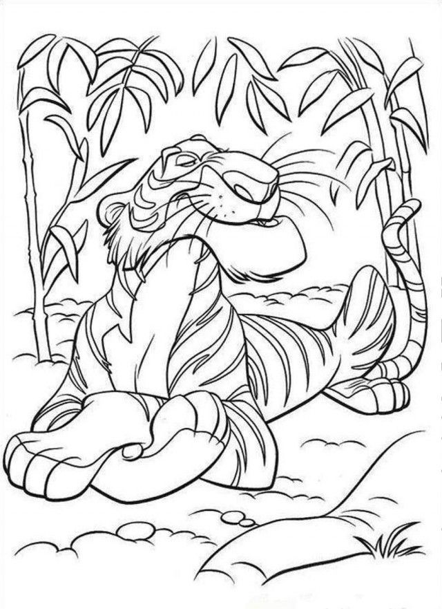 Jungle Book Smiling Tiger Coloring Page  Jungle