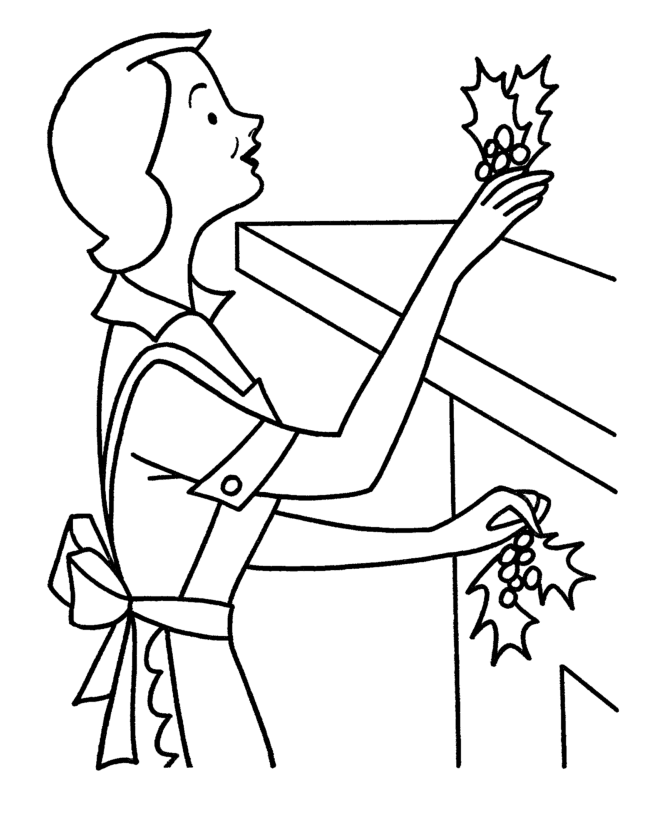 Christmas Decorations Coloring Pages - Christmas Holly Decorations