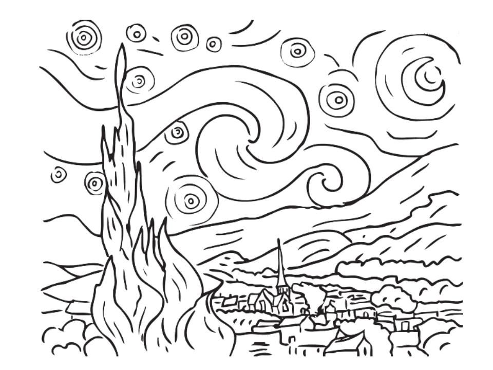 Starry Night Coloring Page | Free Printable Coloring Pages