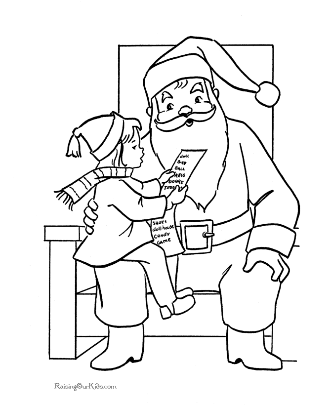 Free Santa Claus Coloring Sheets - Kid On Santas Lap!