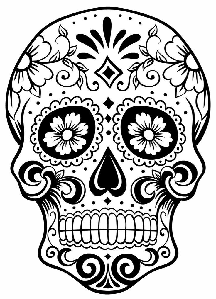 Sugar Skull Outline | Skull Tattoo Skulltattoo Sugarskull | FollowPics