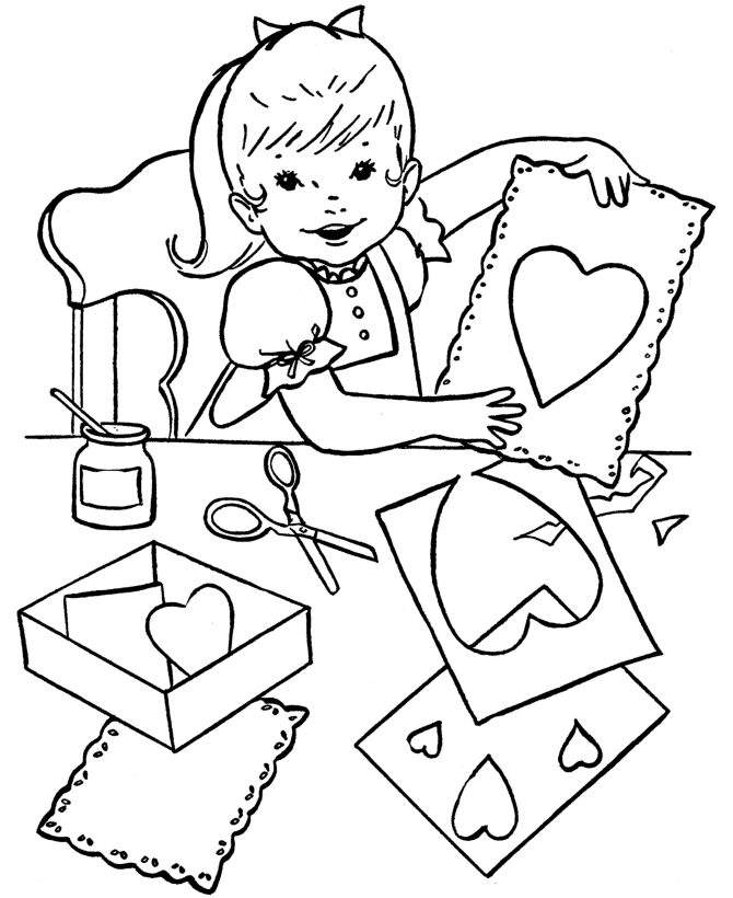 Kids Valentines Day Coloring Pages - Cut  Paste Valentine Kids
