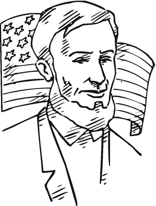Printable Abraham Lincoln With American Flag Coloring Page