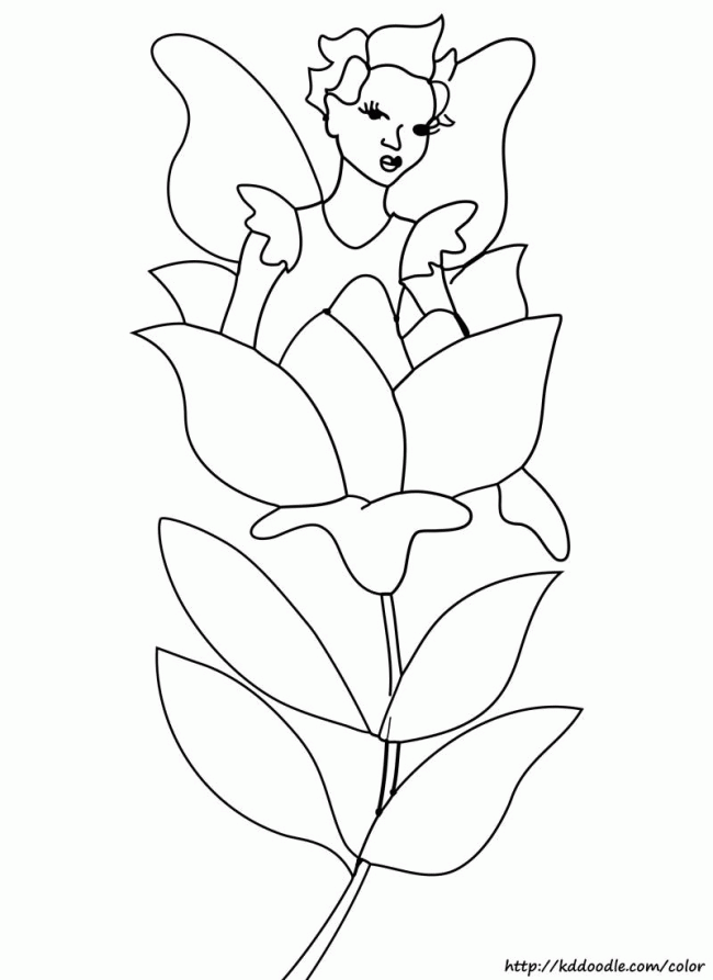 Free Printable Coloring Page | Fairy in a Flower
