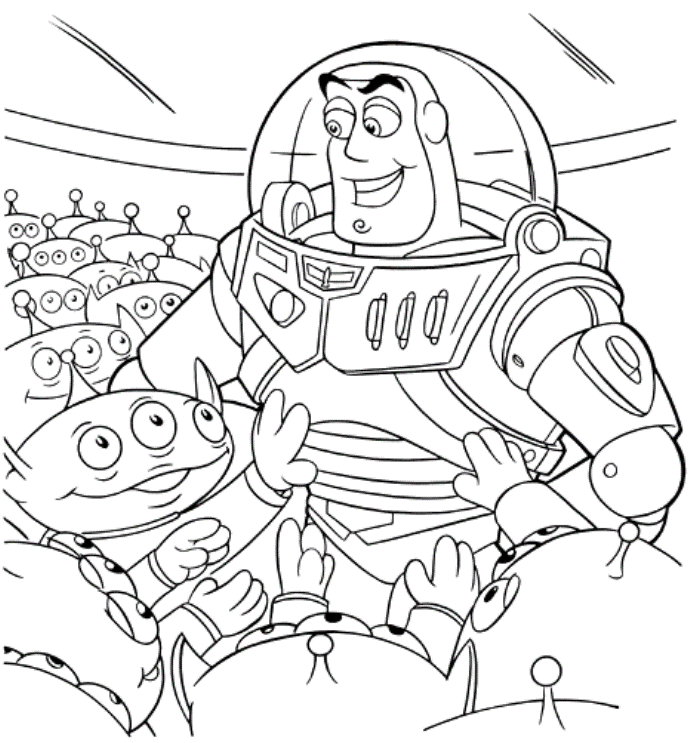 Print Sarge Alien With Buzz Lightyear Toy Story 2 Coloring Pages