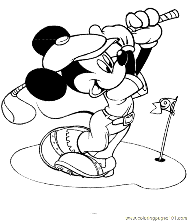 Coloring Pages Mickey Golf (Cartoons  Mickey Mouse)| free printable