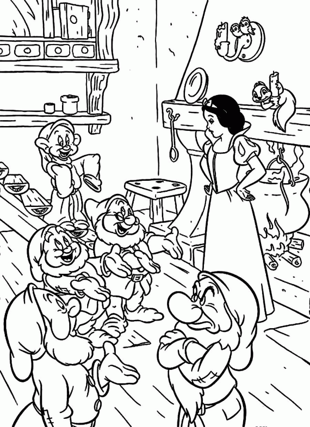 Kids Under Snow White And The Seven Dwarfs Coloring Pages