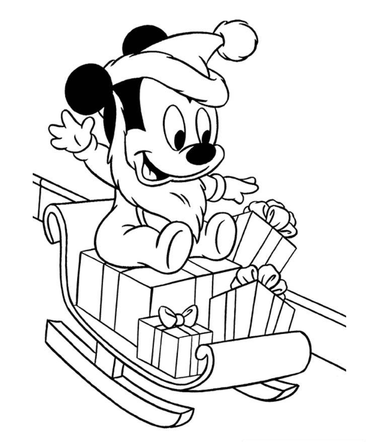 Print Baby Mickey Mouse Christmas Coloring Pages or Download Baby