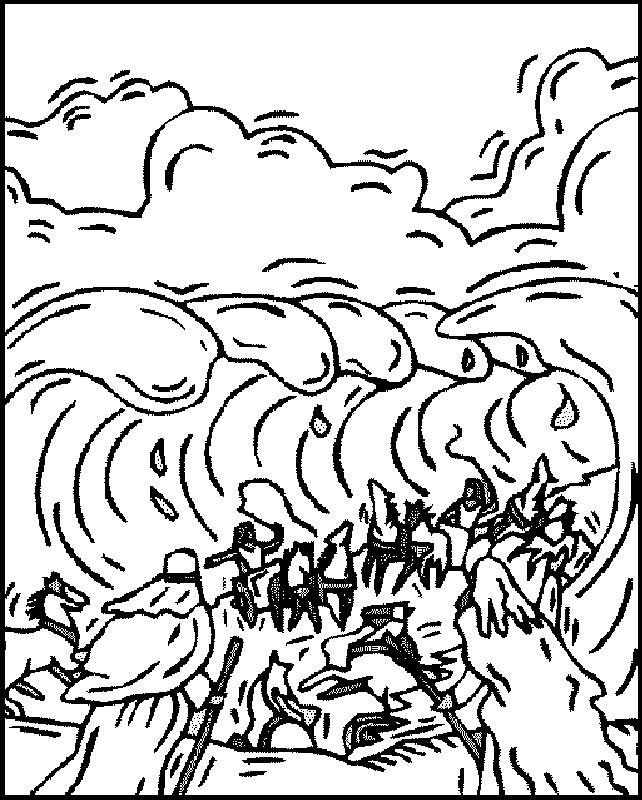 Jesus Parting the Red Sea Colouring Pages