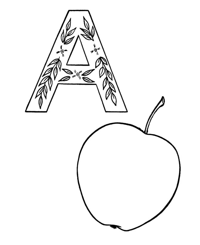 ABC Alphabet Coloring Sheets - ABC Apple - Objects coloring page
