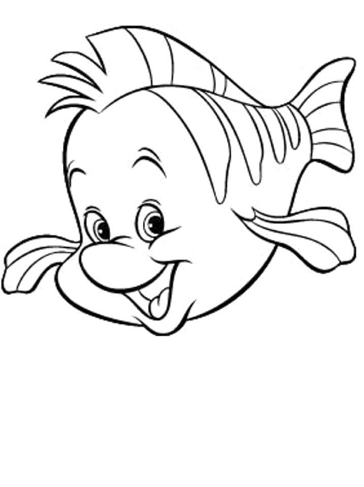 Disney Cartoons Flounder Fish Coloring Pictures | Disney