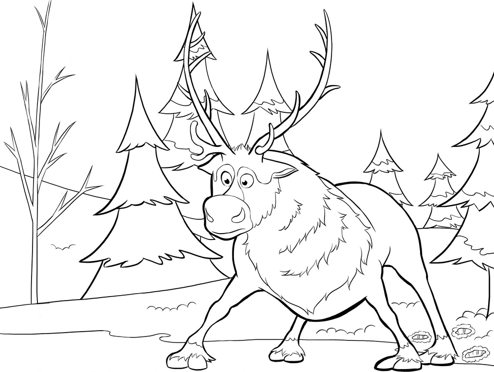 Printable sven-reindeer-coloring-page