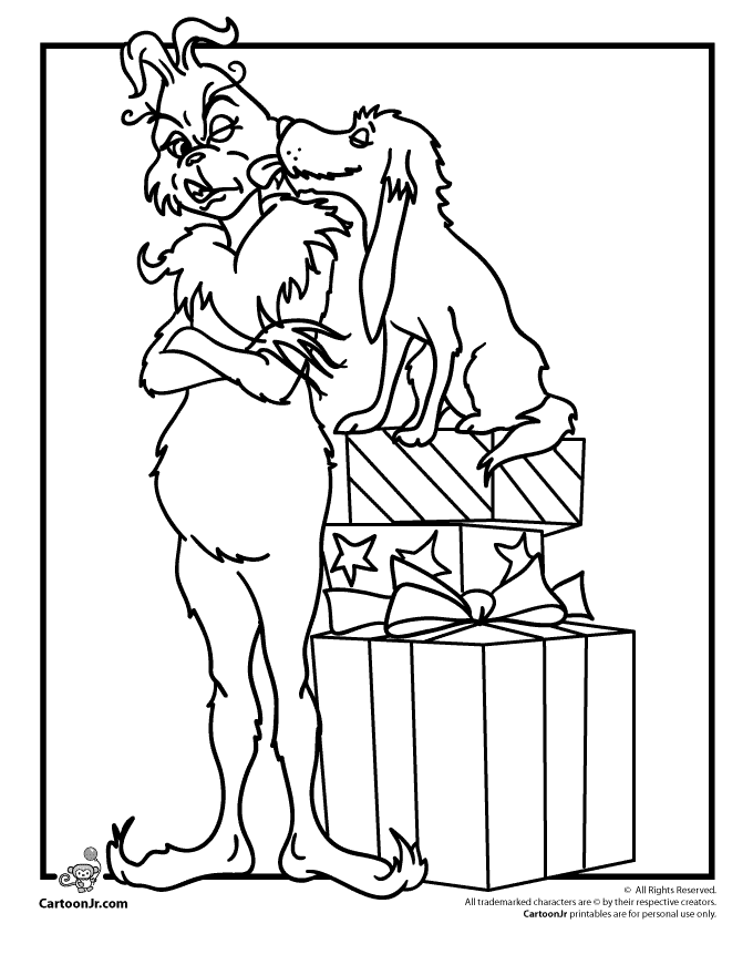 christmas coloring pages grinch cartoon jr
