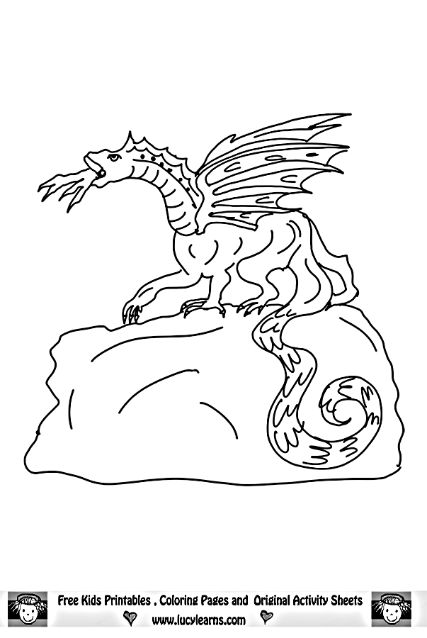Free Dragon Page Coloring, Lucy Learns Dragon Coloring sheet