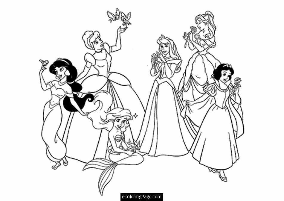 disney princess cartoon characters coloring page