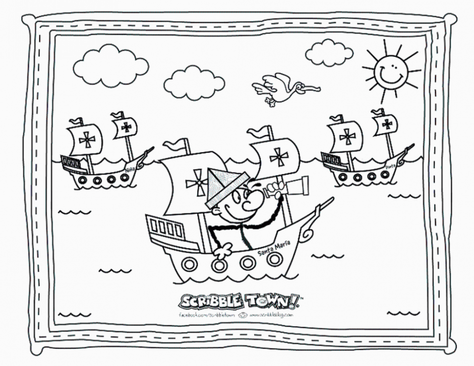 Columbus Day Coloring Page Free Coloring Page Columbus Day
