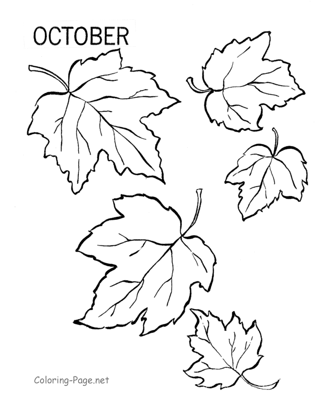 Fall coloring page - October leaves