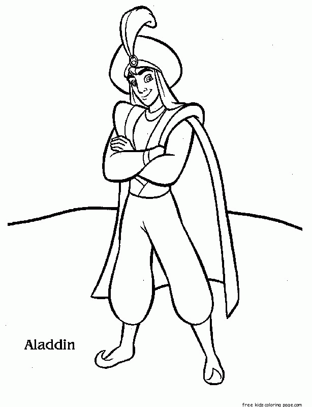 Free Disney Characters Aladdin coloring page for kids| free printable