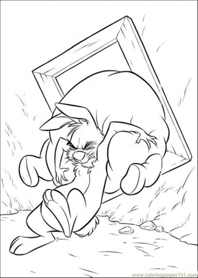 Coloring Pages Rabbit Is Pushing Pooh (Cartoons  Winnie The Pooh