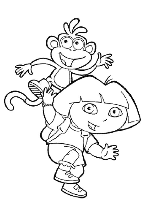 DORA THE EXPLORER coloring pages - Dora the explorer and Boots