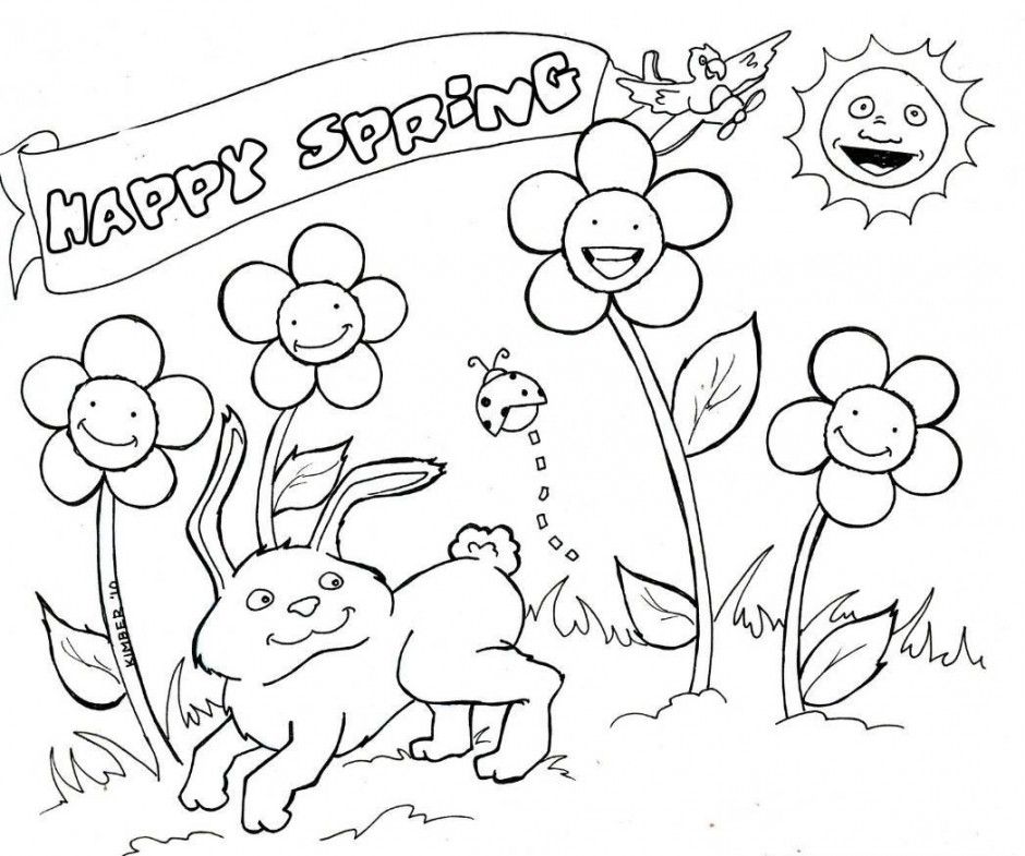 Print Happy Spring| Coloring Pages for Kids Or Download Happy