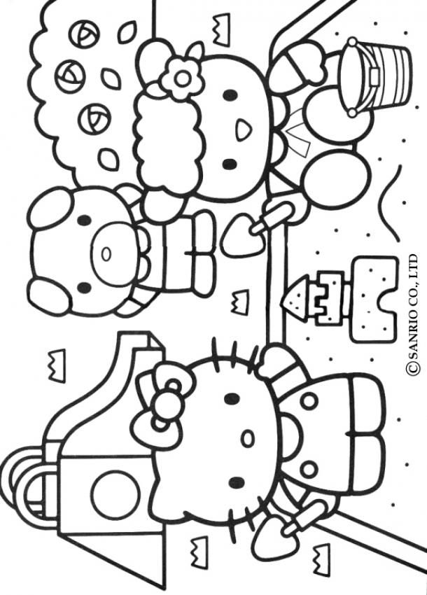 hello kity and friends Colouring Pages