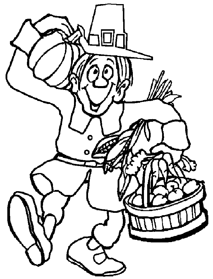 Thanksgiving Pilgrim Feast Coloring Pages Printables