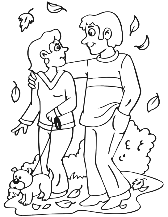 printable fall coloring page autumn walk