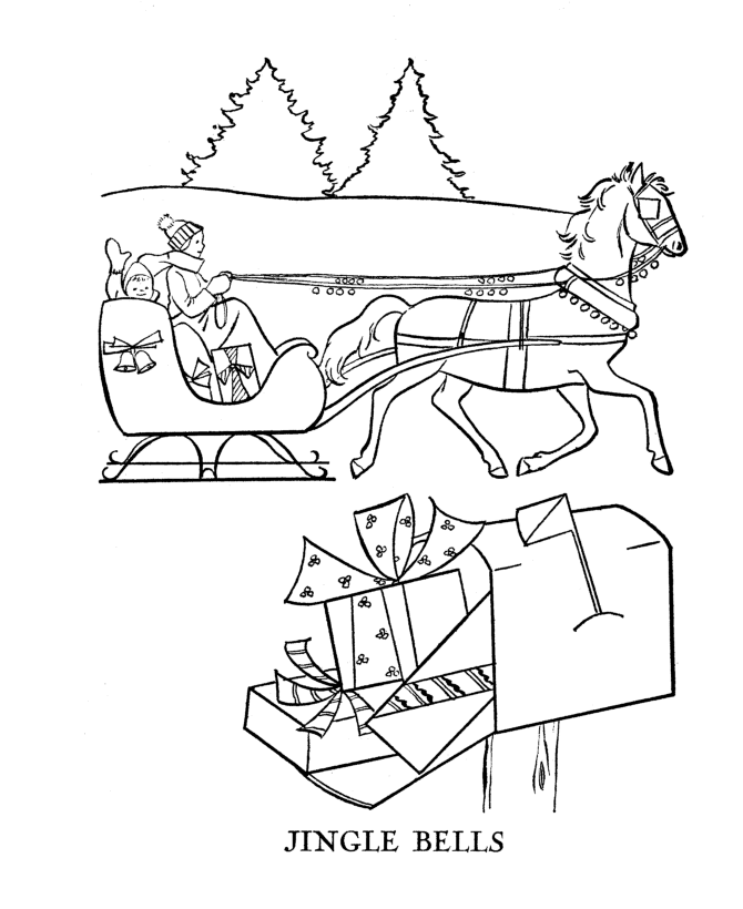 one horse sleigh Colouring Pages