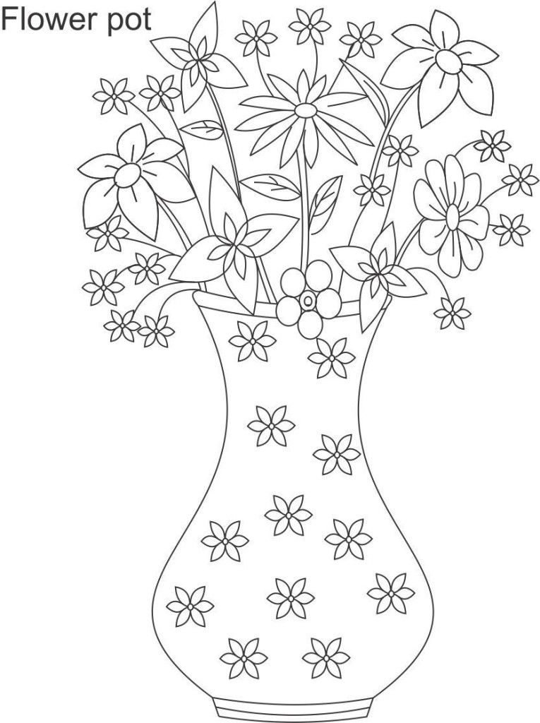 Free Flower Pot Coloring Page, Download Free Flower Pot Coloring Page