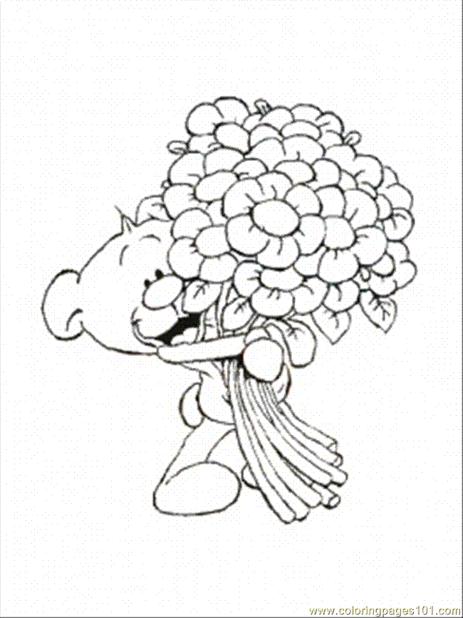 Coloring Pages Pimboli With Bunch Of Flowers (Cartoons  Others