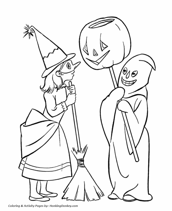 Halloween Costume Coloring Pages - Boy and Girl Halloween Costume