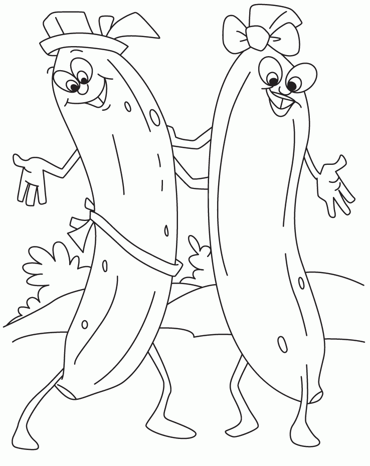A Pair Of Funny Banana Coloring Pages - Fruit Coloring Pages