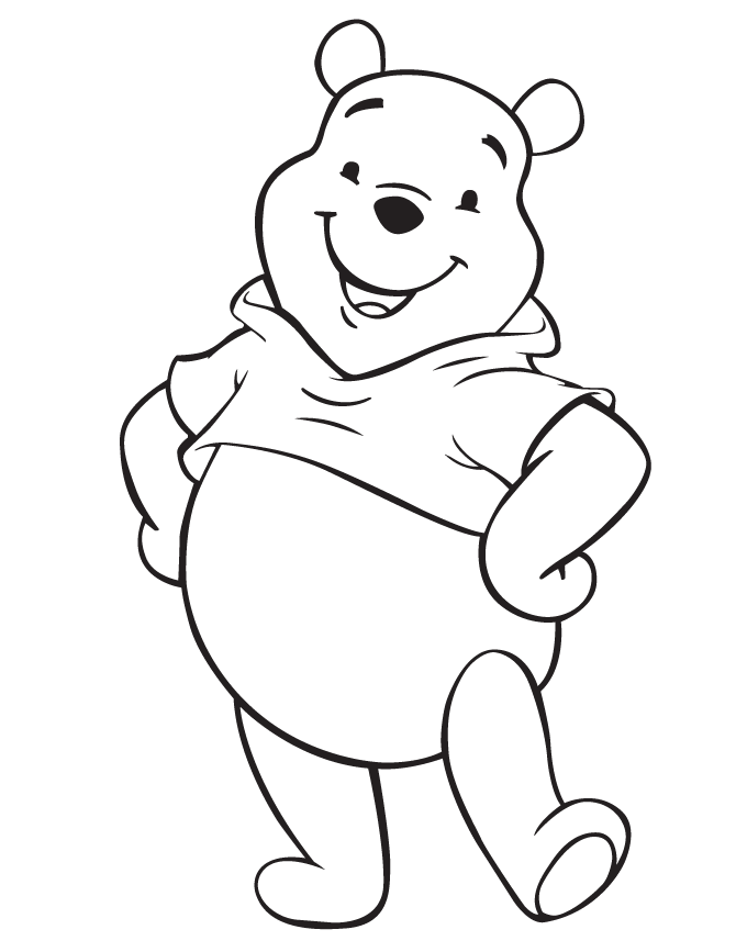 Christmas Pooh Bear With Candy Cane Coloring Page | Free Printable