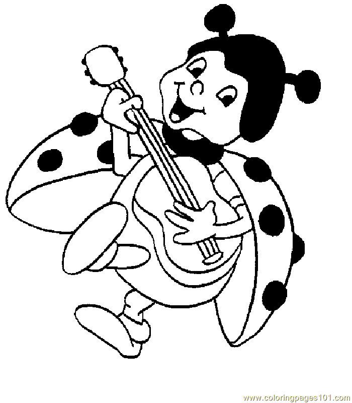 Coloring Pages Bug singing (Insects  ladybugs) | free printable