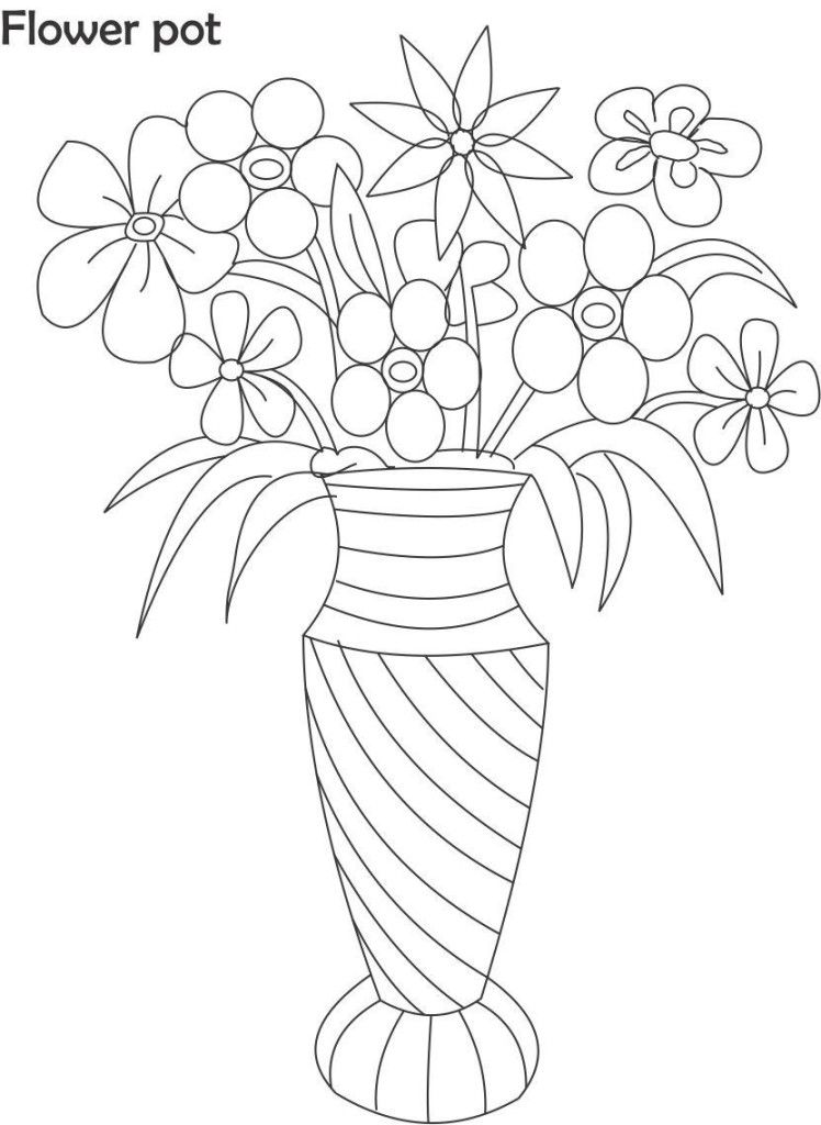 Free Flower Pot Coloring Page, Download Free Flower Pot Coloring Page