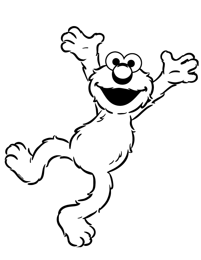 Happy Elmo Coloring Page | HM Coloring Pages