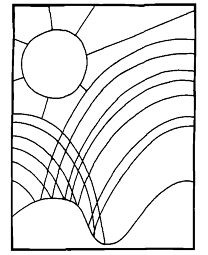 Bluebonkers : Summer Coloring Sheets - Summer Sun - Hills and Rainbow