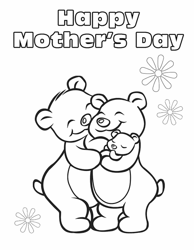 Happy Mothers Day bears | Free Printable Coloring Pages