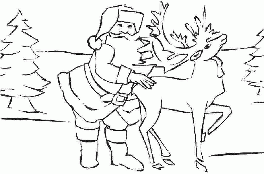Christmas Santa Deer Colouring Pages Printable Free For Kids