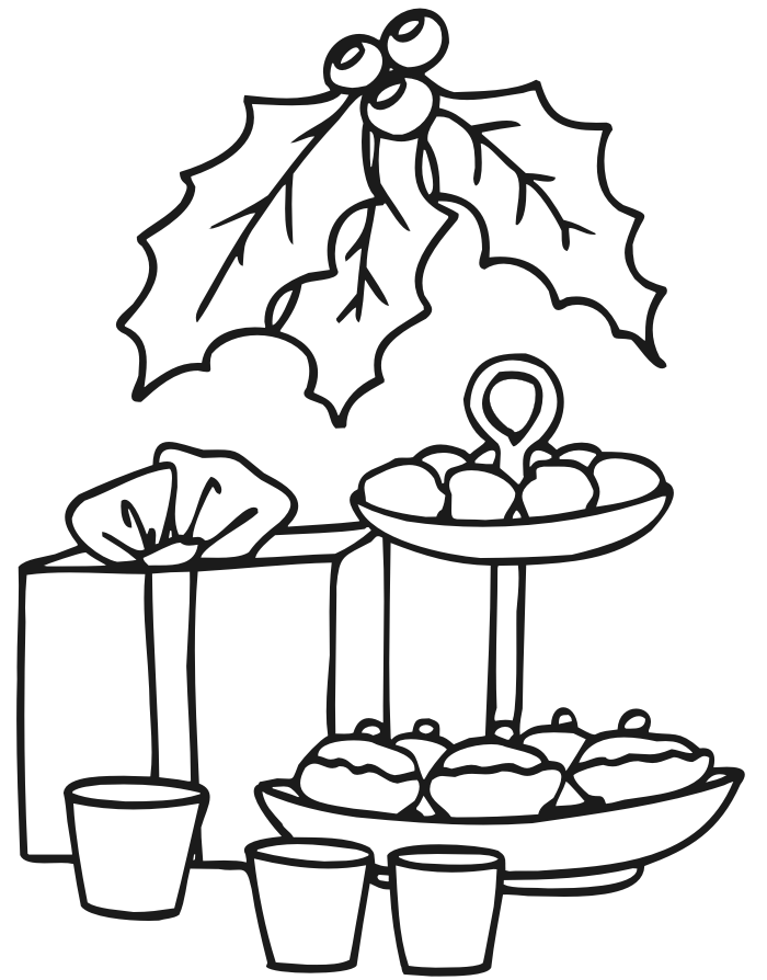 Christmas Cookies Coloring Page | Goodies, Gift,  Holly
