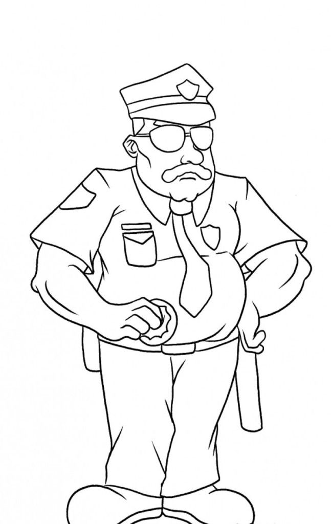 Policeman Wearing Glasses Coloring Pages 