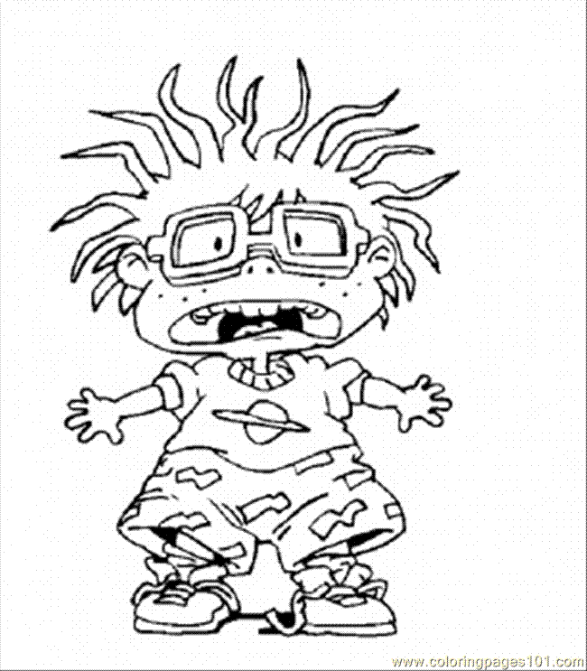 Coloring Pages Scared Chuckie (Cartoons  Rugrats)| free printable