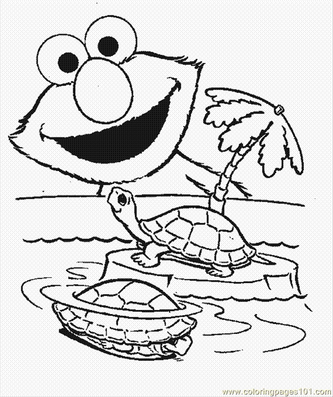 Coloring Pages Elmo Turtle (Cartoons  Elmo) | free printable