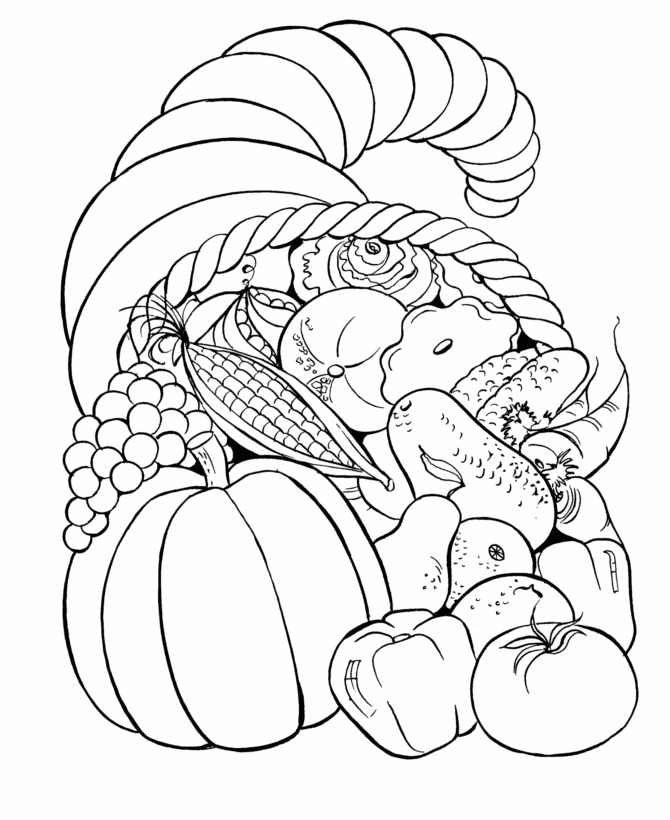 Fall Coloring Pages - Fall Harvest Bounty Coloring Page Sheets